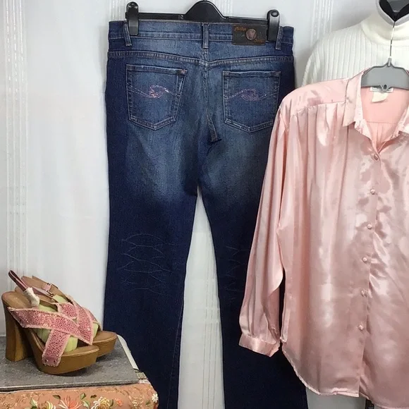 VTG Impressions Pink Satin Long Sleeve Blouse Sz.XL - Picture 8 of 8